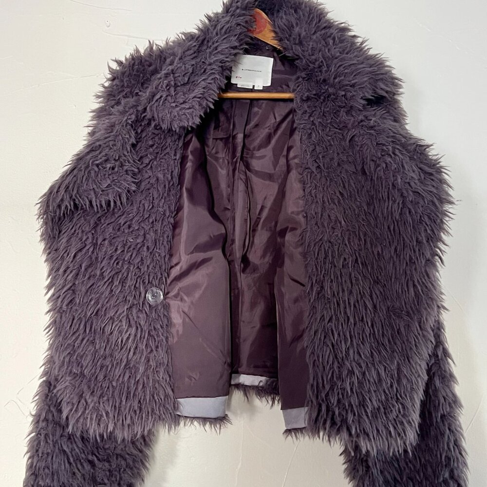 Purple Shaggy Faux Fur Coat by Anthropologie S - Picture 2 of 6